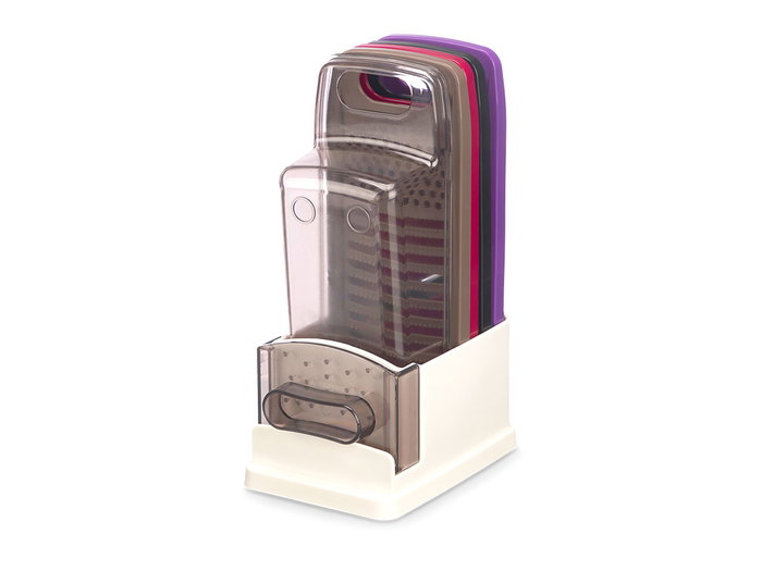 Kinvara Râpe Rectangulaire avec Réceptacle 10x23x13 cm - Plastique et Acier Inoxydable - Couleurs Métal, Violet, Noir, Rose (Set de 8)