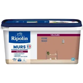 Ripolin - Peinture Velours Ocre Wadi pour Mur, Boiseries et Radiateurs - Forte Opacité, Grande Lessivabilité, Ecolabel - Fabrication Française - 2.5 L