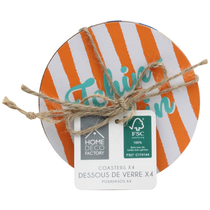 Home Deco Factory Lot de 4 sous-verres Dolce Vita en bois MDF, d.10 cm Home Deco Factory Lot de 4 sous-verres Dolce Vita en bois MDF, d.10 cm