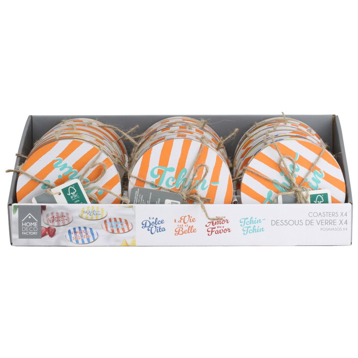 Home Deco Factory Lot de 4 sous-verres Dolce Vita en bois MDF, d.10 cm Home Deco Factory Lot de 4 sous-verres Dolce Vita en bois MDF, d.10 cm