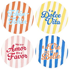 Home Deco Factory Lot de 4 sous-verres Dolce Vita en bois MDF, d.10 cm