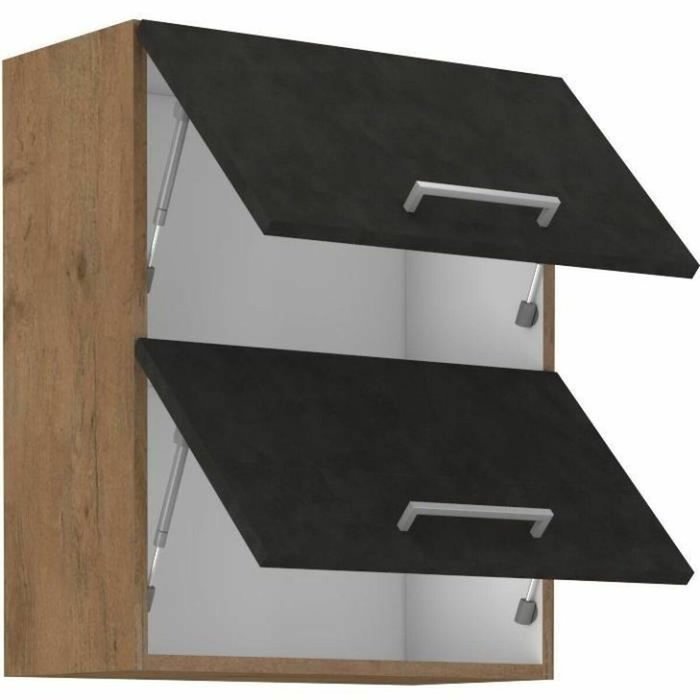 Meuble haut ROCK - Chêne Lancelot et gris Matera - 1 porte