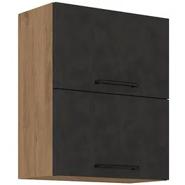 ROCK Meuble haut de cuisine, 1 porte basculante, finition mélaminé décor chêne Lancelot et gris Matera, dimensions 60 x 72 cm