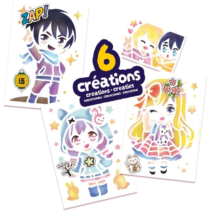 Lansay Blopens - Mallette créative Manga avec pochoirs réutilisables et bouchons lavables - Loisir artistique à partir de 5 ans Lansay Blopens - Mallette créative Manga avec pochoirs réutilisables et bouchons lavables - Loisir artistique à partir de 5 ans