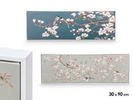 GIFTDECOR Tableau sur toile branches d'amandier cadre blanc, lot de 2