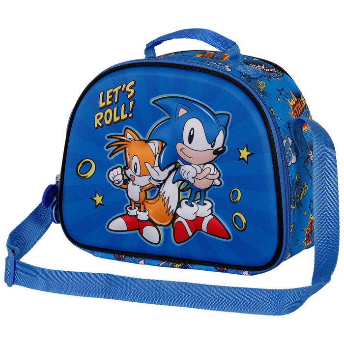 KARACTERMANIA Sac à dos goûter 3D Lets Roll Sonic The Hedgehog, compartiment unique avec zip, tissu intérieur, anse et bretelle ajustable, 25,5x10x20 cm