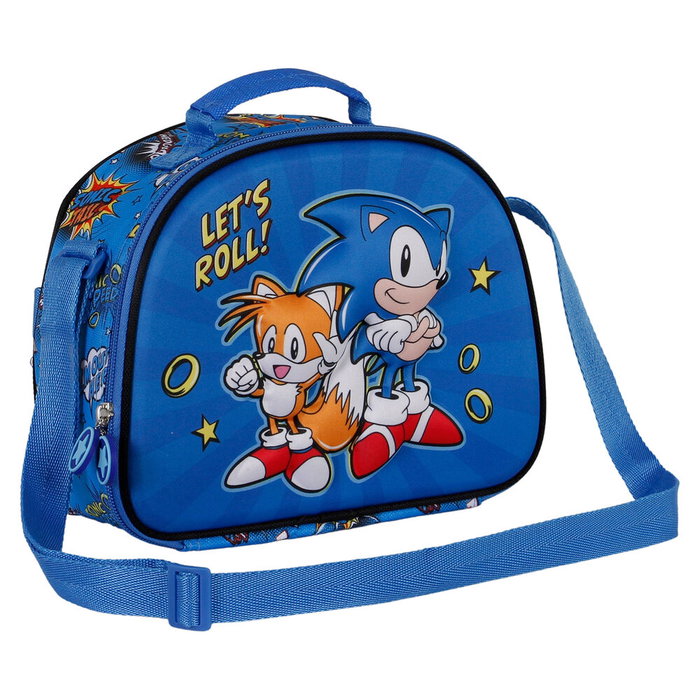 KARACTERMANIA Sac à dos goûter 3D Lets Roll Sonic The Hedgehog, compartiment unique avec zip, tissu intérieur, anse et bretelle ajustable, 25,5x10x20 cm
