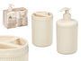 BERILO Set de distributeur et gobelet blanc à rayures