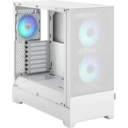 Fractal Design FD-C-POR1A-01 Boîtier PC ATX Pop Air RGB Blanc avec vitre teintée, 3 ventilateurs RGB, contrôleur, compatible USB-C, maillage frontal