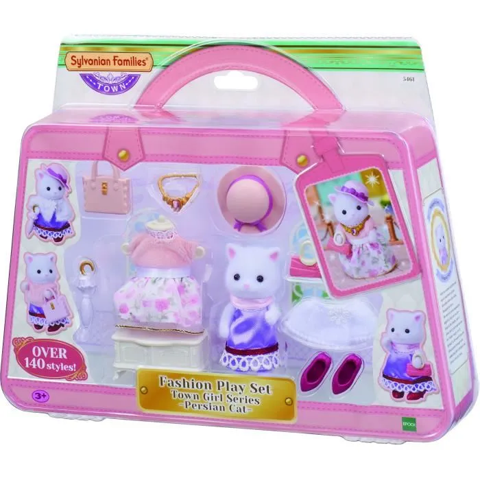 Sylvanian Families 5461 Valisette de Mode Grand Soeur Chat Persan avec Vêtements, Sacs et Chaussures pour Figurines - Le Village