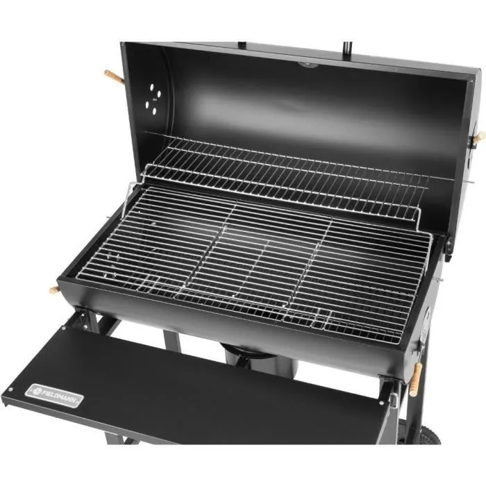 Fieldmann FZG 1007 Barbecue au charbon de bois avec thermomètre, grilles mobiles et couvercle robuste - Surface de cuisson 71 x 38 cm