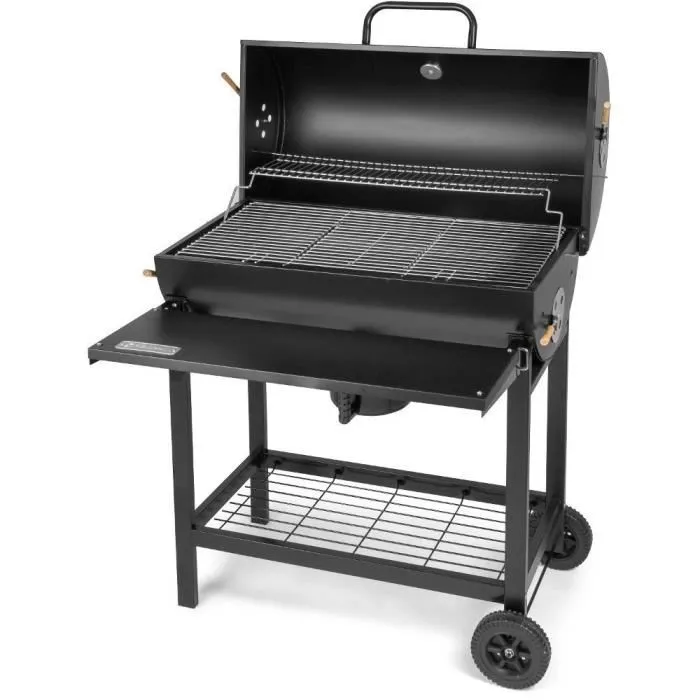 Fieldmann FZG 1007 Barbecue au charbon de bois avec thermomètre, grilles mobiles et couvercle robuste - Surface de cuisson 71 x 38 cm