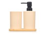 Berilo Lot Distributeur Doseur et Verre Base Bambou Beige 16x18x9 cm (Set de 12)