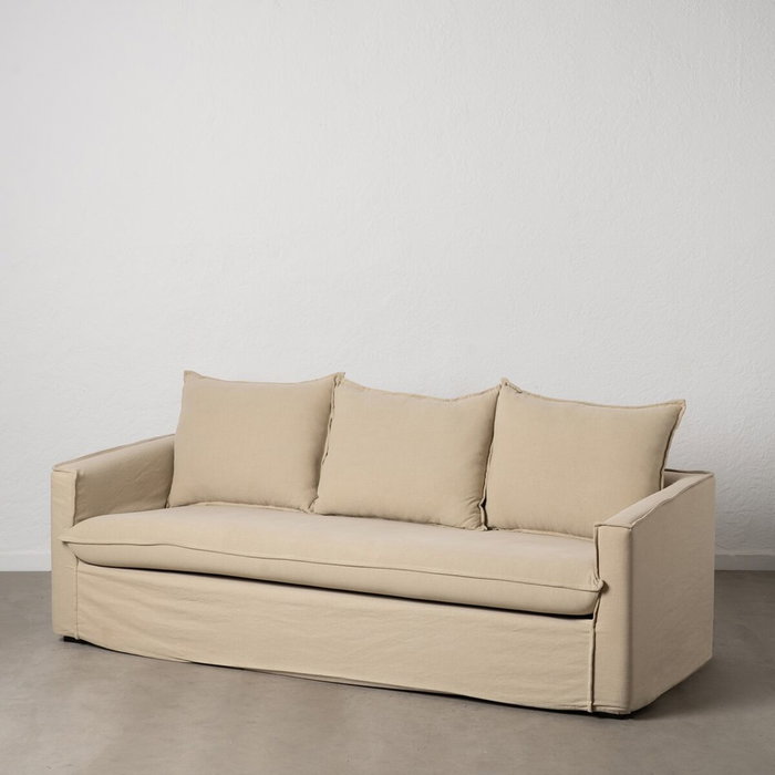 BigBuy Home Canapé trois places Beige 220 x 95 x 90 cm BigBuy Home Canapé trois places Beige 220 x 95 x 90 cm