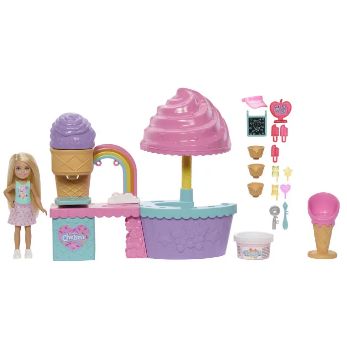 Mattel Barbie Club Chelsea Boutique de glaces avec poupée et pâte à modeler Mattel Barbie Club Chelsea Boutique de glaces avec poupée et pâte à modeler