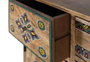 GINER Y COLOMER - Commode Fabricée à la Main en Bois de Manguier Naturel - Meuble Auxiliare avec 2 Portes et 5 Tiroirs de Stockage - Détails Peints à la Main