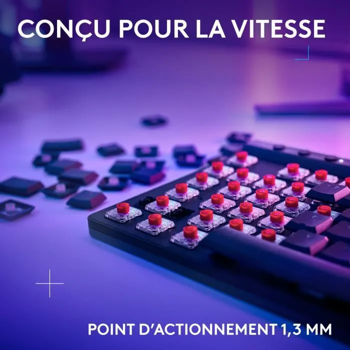 Logitech G Clavier Gaming Sans Fil G515 TKL Lightspeed AZERTY Mécanique Linéaire Rétroéclairé Noir - Ultra-Mince