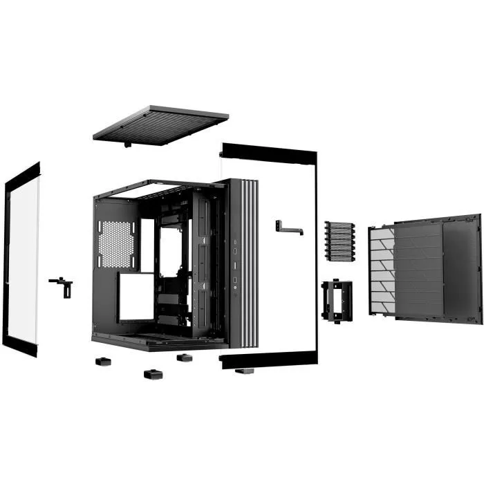 Be Quiet! Boîtier PC Light Base 600 DX Noir - ATX - Silencieux - Panneaux en verre - Bande LED ARGB - Compatible carte mère connecteur arrière