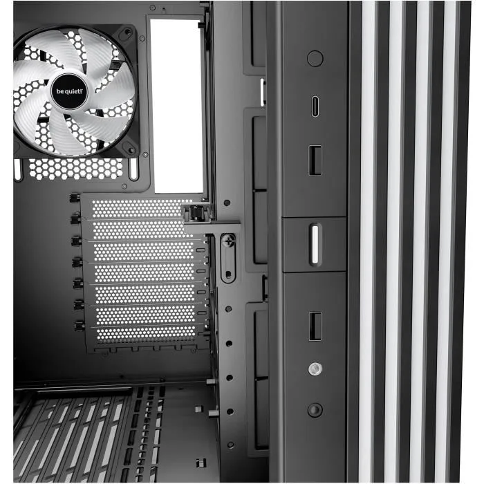 Be Quiet! Boîtier PC Light Base 600 DX Noir - ATX - Silencieux - Panneaux en verre - Bande LED ARGB - Compatible carte mère connecteur arrière