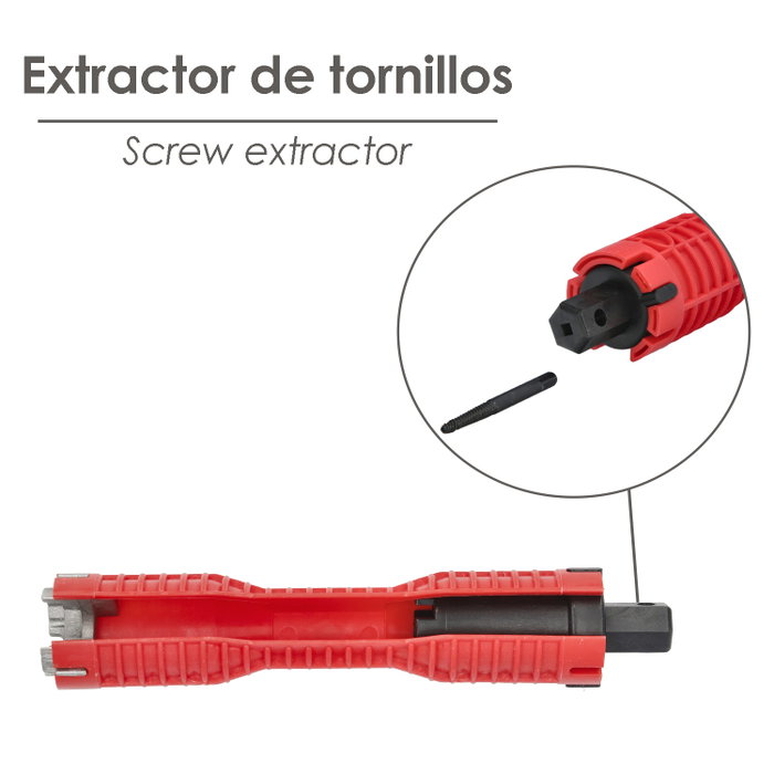 WOLFPACK LINEA PROFESIONAL Clé multifonction pour robinetterie avec adaptateurs et extracteur WOLFPACK LINEA PROFESIONAL Clé multifonction pour robinetterie avec adaptateurs et extracteur