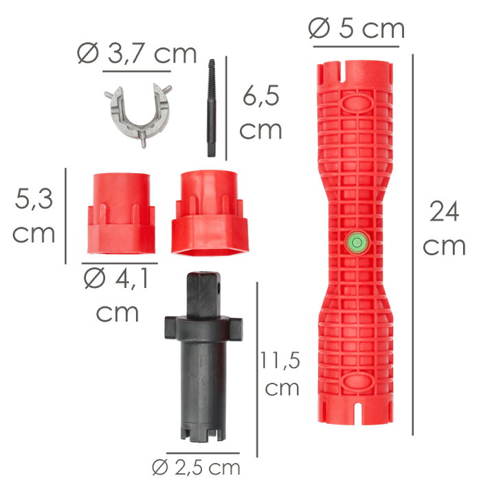 WOLFPACK LINEA PROFESIONAL Clé multifonction pour robinetterie avec adaptateurs et extracteur WOLFPACK LINEA PROFESIONAL Clé multifonction pour robinetterie avec adaptateurs et extracteur