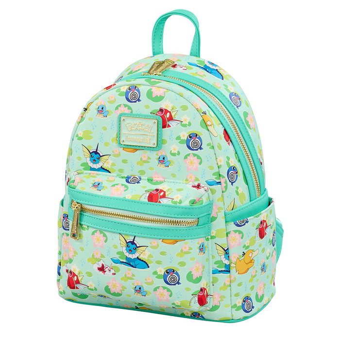 LOUNGEFLY Mochila Water Tipe Pokemon, sac à dos pour adulte et collection, dimensions 26.5 cm x 24 cm x 17 cm
