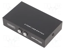 GEMBIRD Switch USB 2.0 Noir en Aluminium avec 2 entrées USB B