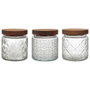 Home Deco Factory Bocal en verre avec relief et couvercle acacia 500 ml
