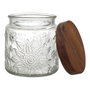 Home Deco Factory Bocal en verre avec relief et couvercle acacia 500 ml