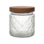 Home Deco Factory Bocal en verre avec relief et couvercle acacia 500 ml