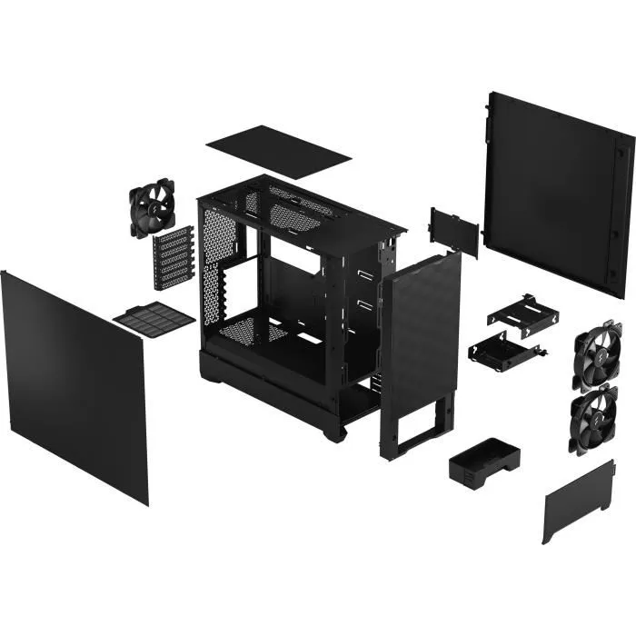 Fractal Design FD-C-POA1A-01 Pop Air Black Solid - Boîtier PC ATX Noir avec 3 Ventilateurs, Prêt USB 3.1 Type-C, Mesh Frontale