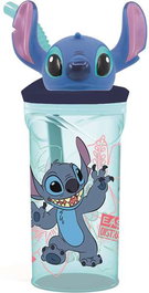 Stor - Verre à décor 3D Stitch Flowers 360 ml - Motifs assortis aléatoires