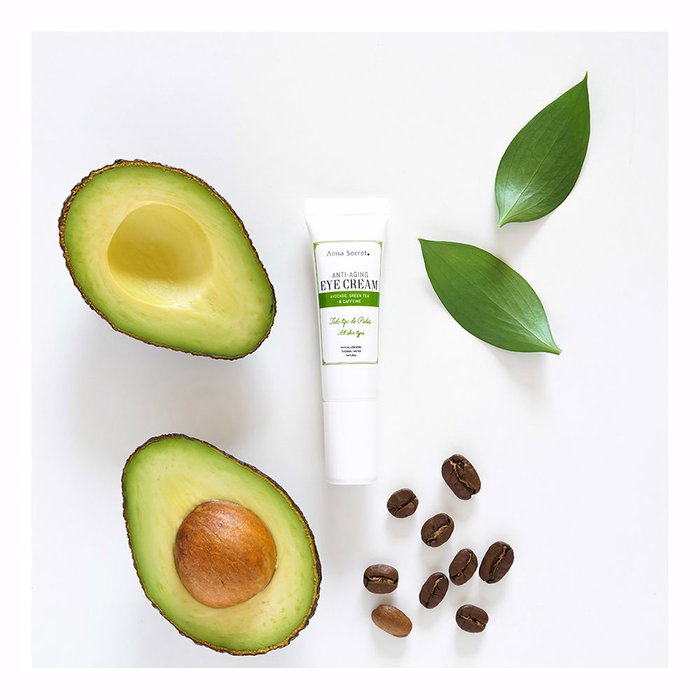 Alma Secret Crème Yeux Anti-Âge Avocat, Thé Vert, Caféine - Soin Anti-Cernes, Anti-Poches, Hydratant 10 ml