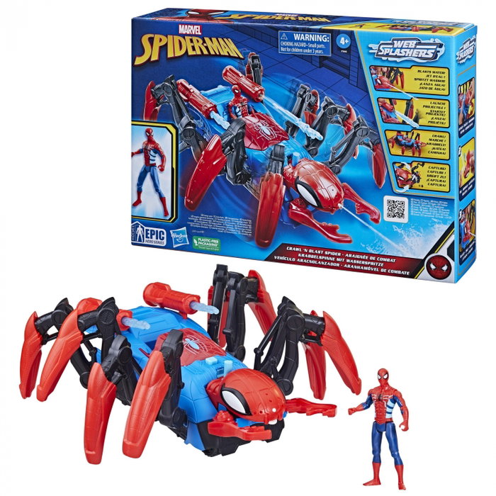 Hasbro Figurine Marvel Spider-Man Web Splashers - Véhicule aracnolanceur avec projectiles et eau, à partir de 4 ans