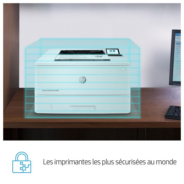 HP LaserJet Enterprise M406dn - Imprimante Laser Monochrome 40 ppm, Impression Recto-Verso Auto, Sécurité Dynamique, Port USB