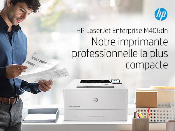 HP LaserJet Enterprise M406dn - Imprimante Laser Monochrome 40 ppm, Impression Recto-Verso Auto, Sécurité Dynamique, Port USB