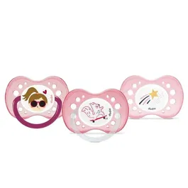 Dodie Lot de 3 Sucettes Anatomiques en Silicone pour Bébés +18 Mois - Téterelle Nervurée, Bouclier en Tritan - Référence du Lot