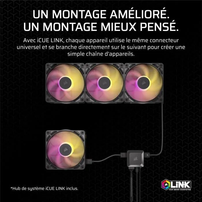 Corsair Kit de démarrage ventilateurs iCUE LINK RX140 RGB Max Dual Fan, 14 cm, Noir Corsair Kit de démarrage ventilateurs iCUE LINK RX140 RGB Max Dual Fan, 14 cm, Noir