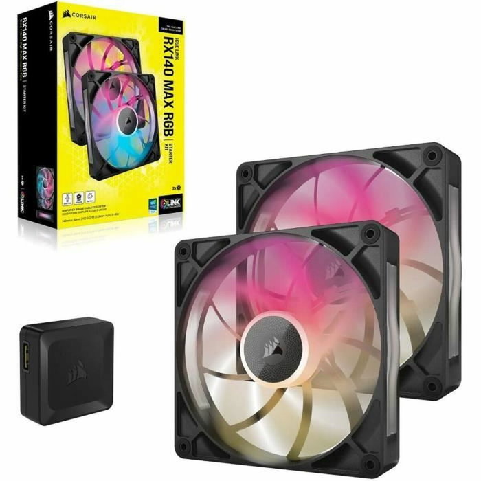 Corsair Kit de démarrage ventilateurs iCUE LINK RX140 RGB Max Dual Fan, 14 cm, Noir Corsair Kit de démarrage ventilateurs iCUE LINK RX140 RGB Max Dual Fan, 14 cm, Noir