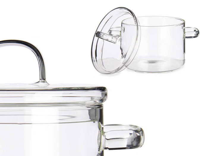 Vivalto Olla en verre borosilicate 1000 ml transparente 13x14x19 cm (Set de 6)