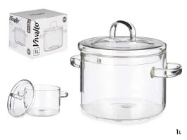 Vivalto Olla en verre borosilicate 1000 ml transparente 13x14x19 cm (Set de 6)