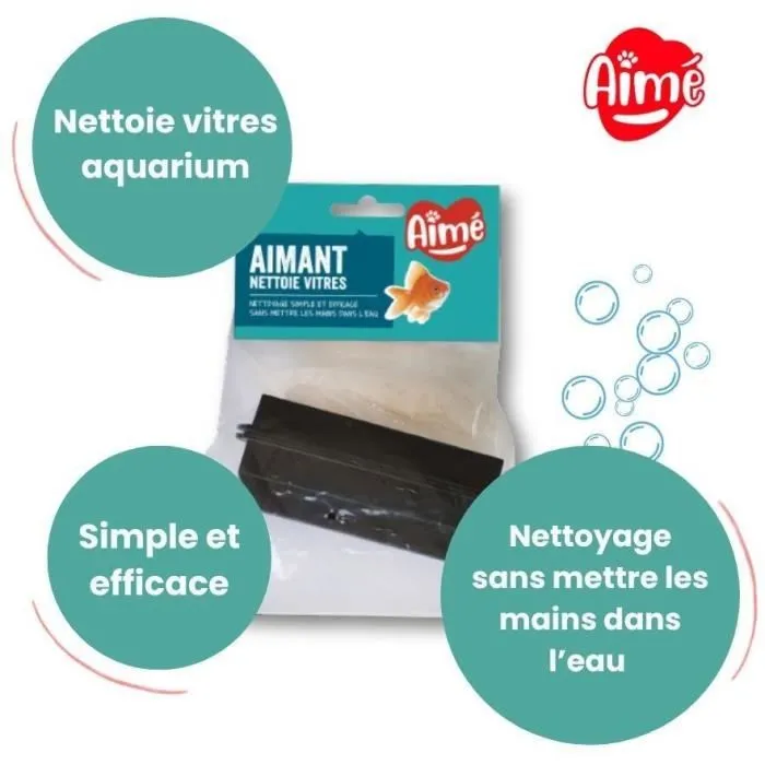 AIMÉ Aimant nettoyeur pour vitres d'aquarium 10 cm - Pour un nettoyage facile et efficace sans se mouiller les mains