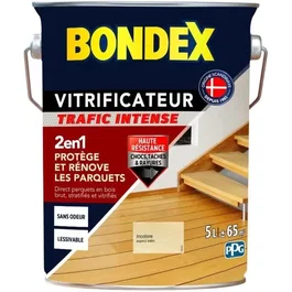 Bondex - Vitrificateur Trafic Intense 5 l - Incolore Satin - Pour Parquets et Escaliers Bois, Stratifiés, Neufs ou Anciens - Haute Résistance à l'Usure, Chocs et Rayures