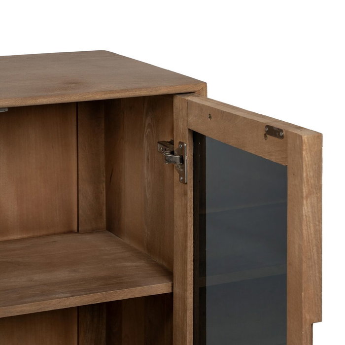 Buffet BURNIE Noir Naturel Verre Bois de manguier 162 x 41 x 83 cm