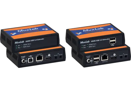 MUXLAB Kit Extenseur HDMI USB 2.0 avec IR – Transmetteur-Récepteur 4K jusqu'à 100 m – Cat5e/6 MUXLAB Kit Extenseur HDMI USB 2.0 avec IR – Transmetteur-Récepteur 4K jusqu'à 100 m – Cat5e/6