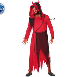 Déguisement Démon Homme Adulte Rouge Taille XL pour Halloween - Tunique à Capuche en Polyester