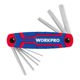 Workpro Jeu de 8 Clés Allen Pliantes Métrique 0.5-8 mm Acier Chrome-Vanadium