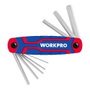 Workpro Jeu de 8 Clés Allen Pliantes Métrique 0.5-8 mm Acier Chrome-Vanadium