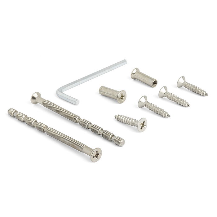 HERRAJES ALK Manilla con Roseta Hera Acero Inoxidable Forma "L" Diámetro Roseta 53mm Largo Manilla 140mm