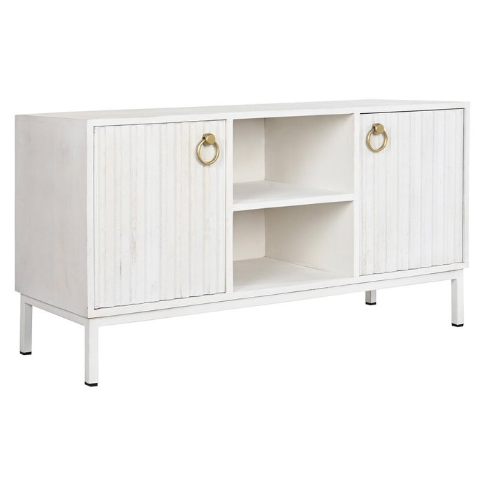 Meubles de télévision DKD Home Decor Doré Métal Blanc Bois de manguier 120 x 40 x 60 cm Meubles de télévision DKD Home Decor Doré Métal Blanc Bois de manguier 120 x 40 x 60 cm